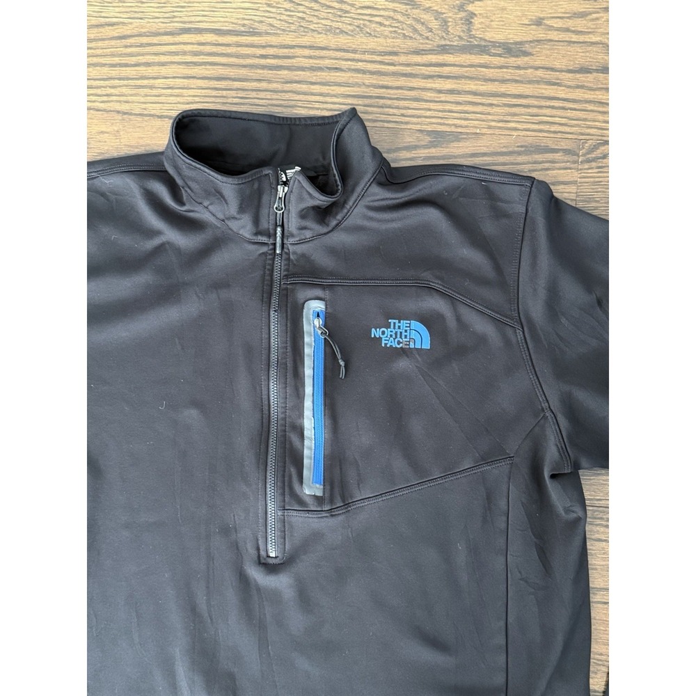 The North Face Long Sleeve‎ Black Blue 1/4 Zip Fleece Pullover  XL Men TNF